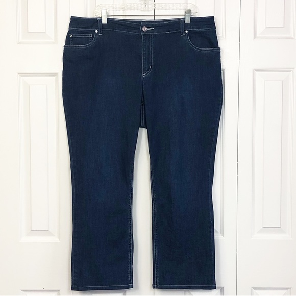 CJ Banks Dark Wash Blue Denim Jeans w/ Embellished Pockets - Picture 1 of 16